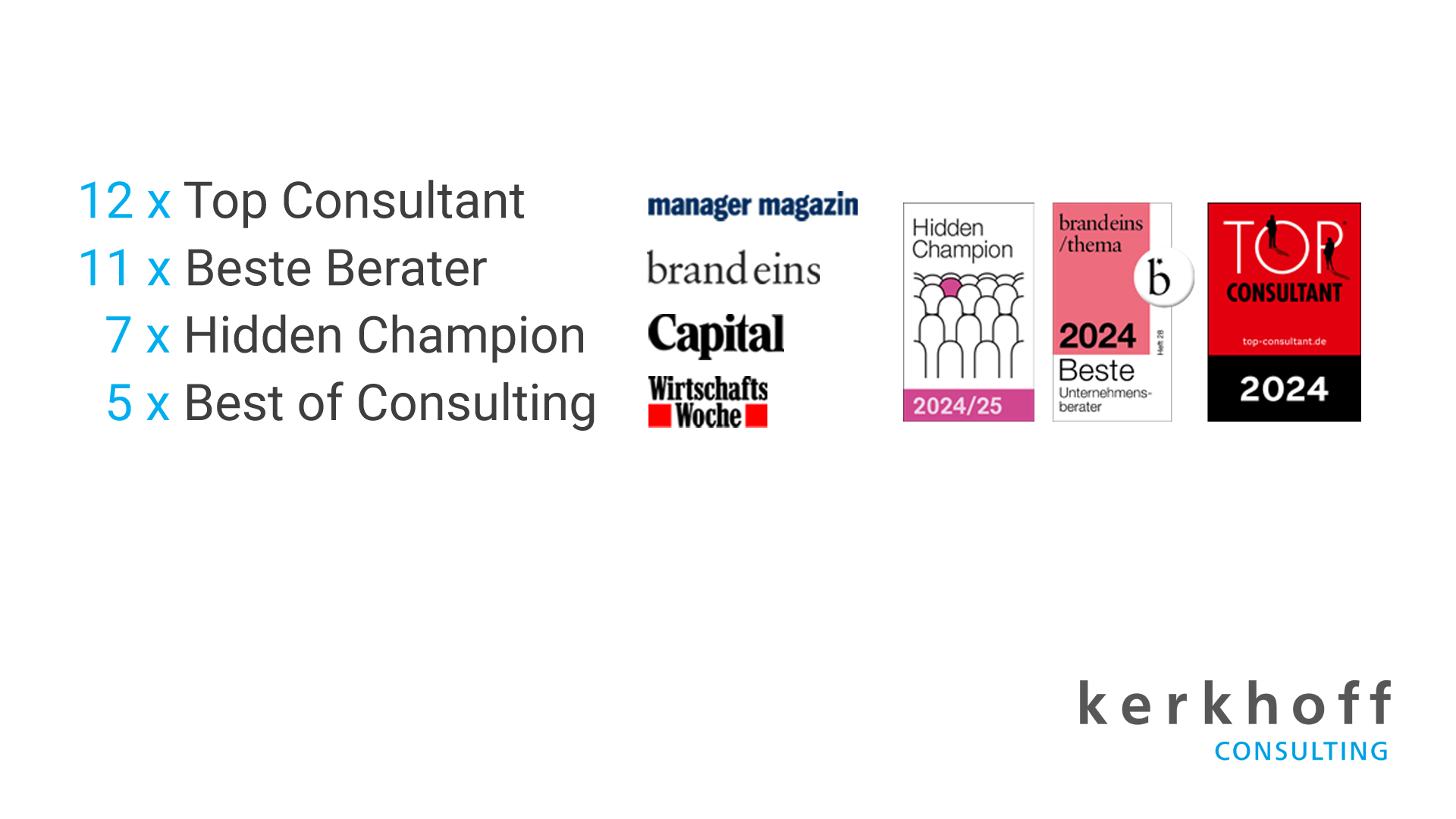 Kerkhoff Consulting ist erneut Top Consultant – die dritte Beraterauszeichnung in 2024